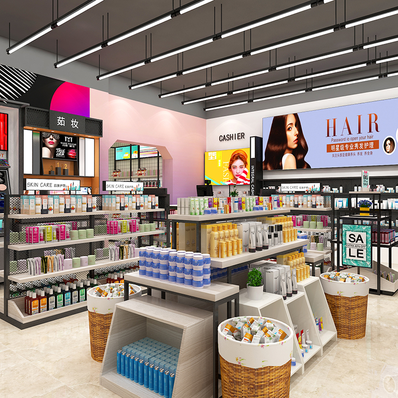 上海商場連鎖化妝品陳列柜護膚貨架