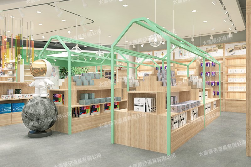 安徽文具店貨架，文具貨架， 文具店道具，文具中島柜， 文具店貨架靠墻，大唐展示貨架