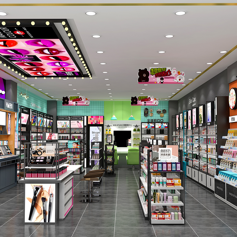 山東精品化妝品陳列柜美妝店貨架