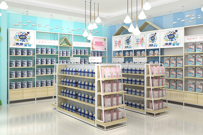 新鄉母嬰貨架,母嬰陳列架,母嬰整店輸出，邊柜陳列架,大唐展示架,定制貨架
