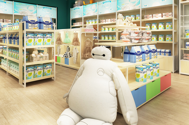 安徽母嬰貨架,母嬰陳列架,母嬰整店輸出，邊柜陳列架,大唐展示架,定制貨架