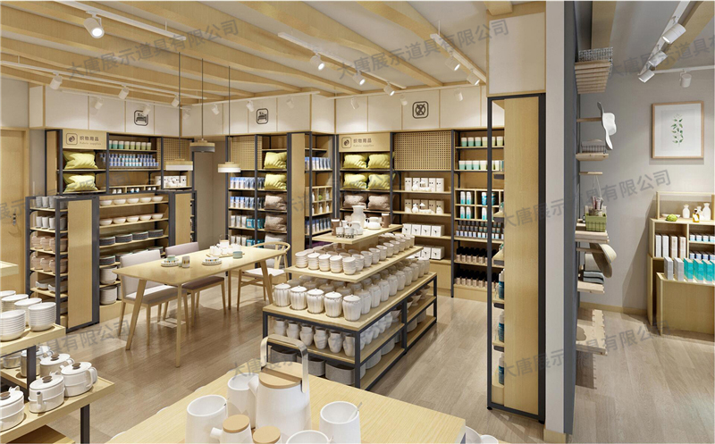 韶關家居百貨店貨架,鋼木貨架,商品展示貨架