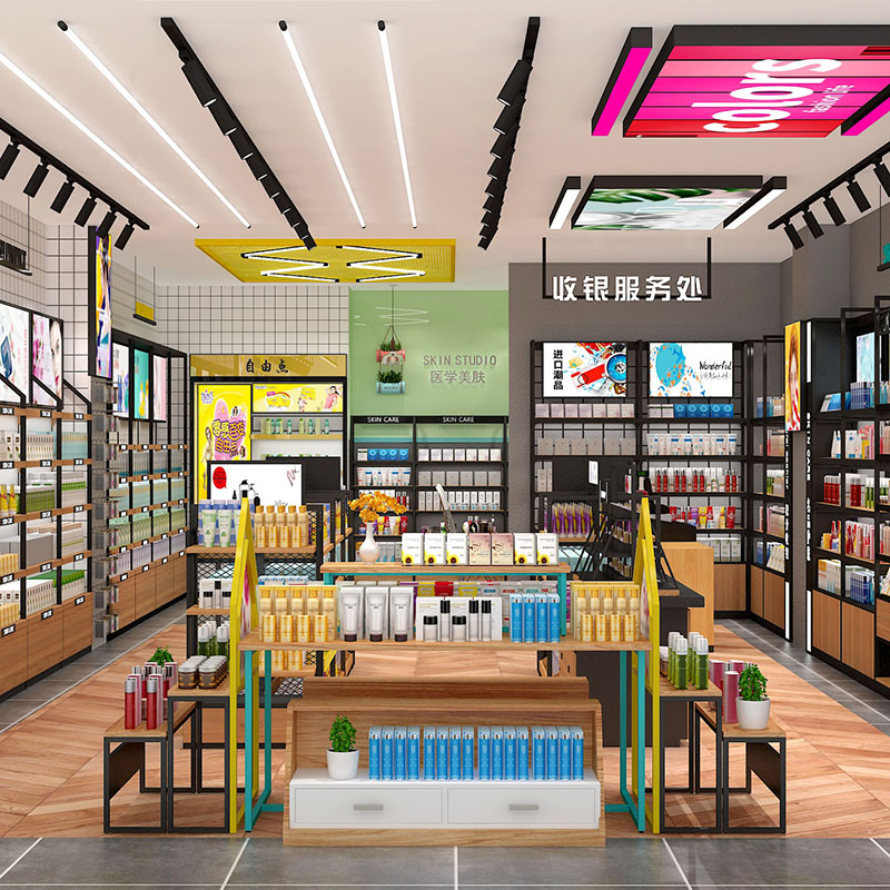 重慶精品化妝品陳列柜連鎖美妝店貨架商場展示架
