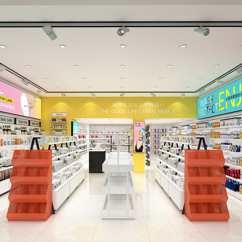 番禺化妝品展示柜品牌專柜彩妝置物架