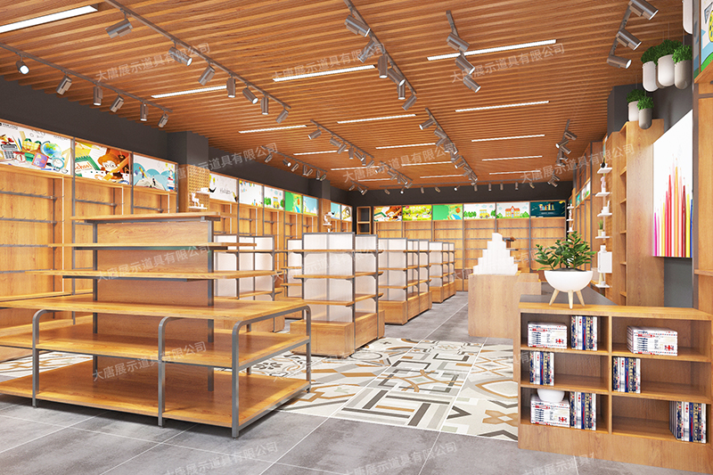 拉薩文具店貨架，文具貨架， 文具店道具，文具中島柜， 文具店貨架靠墻，大唐展示貨架