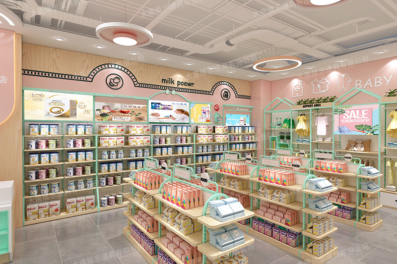東營母嬰店貨架，母嬰奶粉貨架，奶粉陳列架，母嬰整店輸出，大唐展示貨架